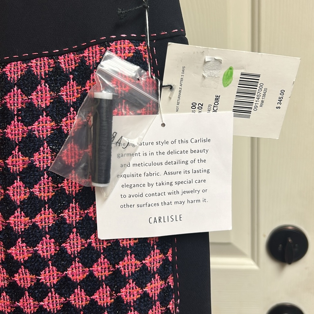 Carlisle VICTOIRE Pink and Black Pencil Skirt, Size 2, Waist 14, L 22”, NWT - Picture 4 of 7